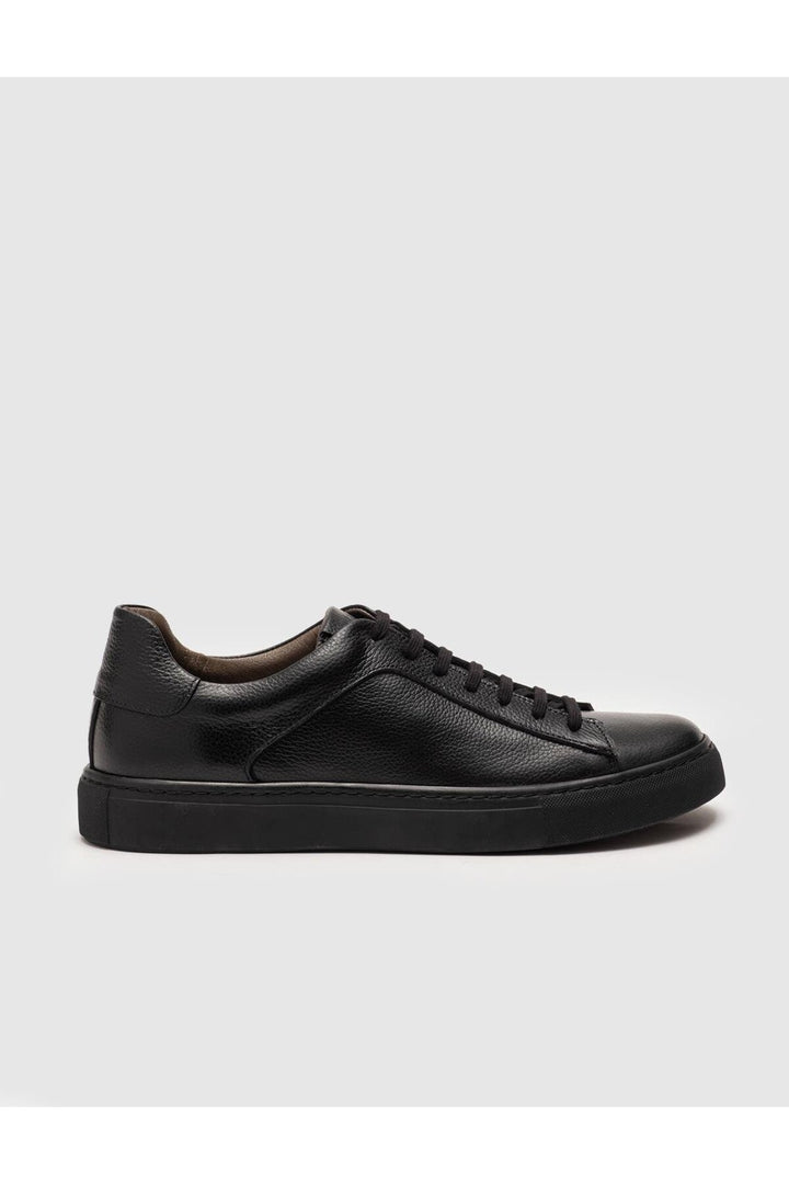 Cabani Shoes Chaussures de sport pour hommes en cuir véritable noires à lacets - Noir