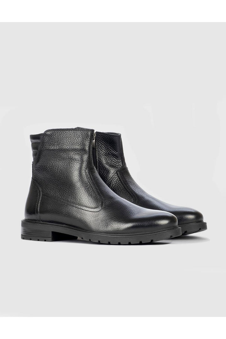 Cabani Shoes Bottines quotidiennes pour hommes en cuir véritable noir avec semelle en caoutchouc - Multicolore