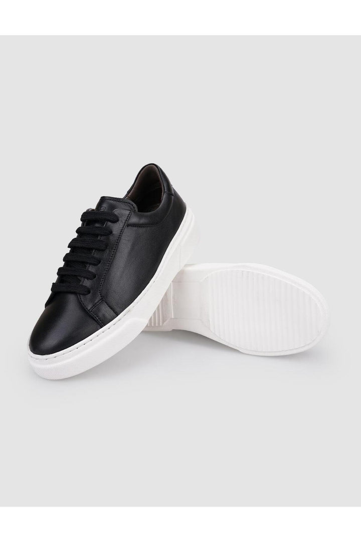 Cabani Shoes Chaussures de sport pour femmes en cuir véritable noir à lacets 100% - Noir