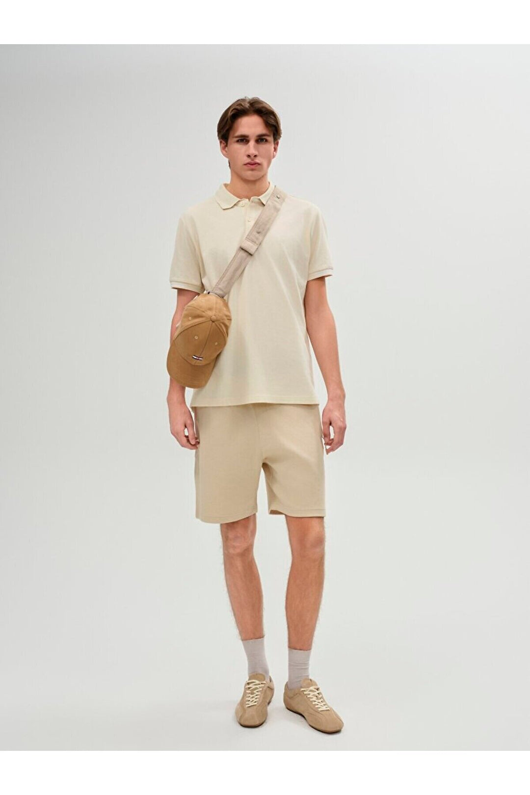 LTB Short en tricot beige détaillé imprimé texturé et zippé