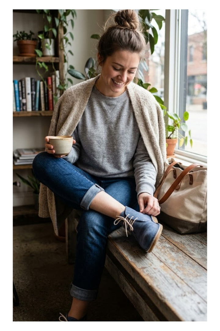 Wavelys RAGA En Cuir Véritable Extérieur Cuir Verni Véritable Chaussures Femme Élégantes et Confortables Adaptées au Milieu de Bureau - Bleu