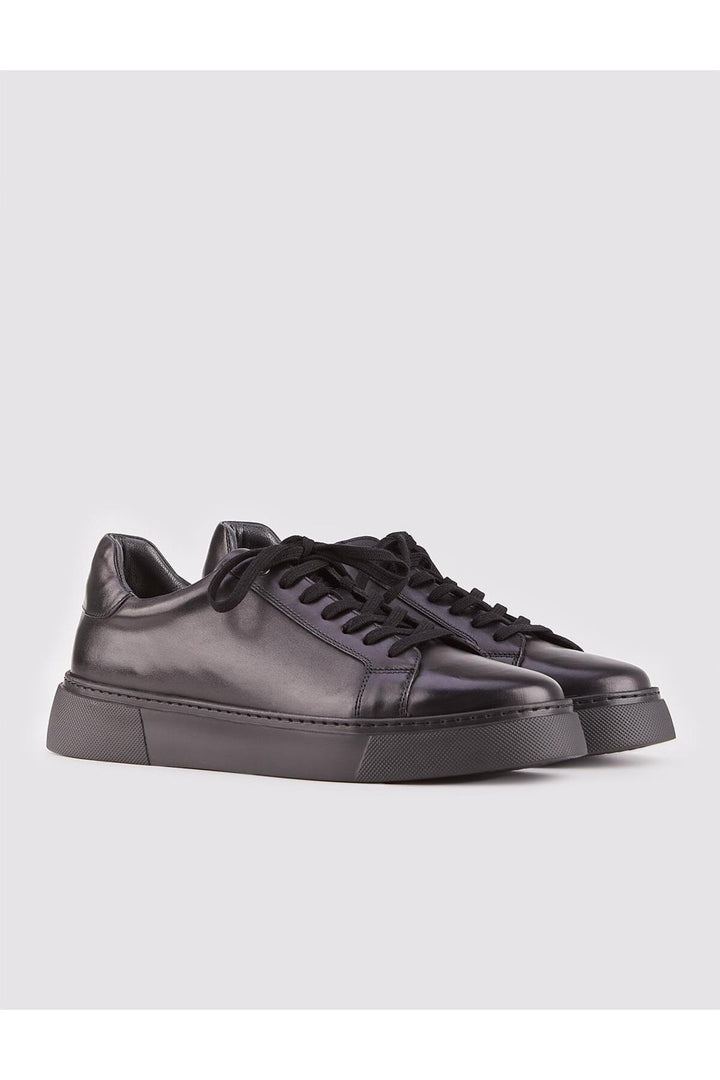 Cabani Shoes Baskets pour hommes en cuir véritable noir avec lacets et semelle en EVA - Noir