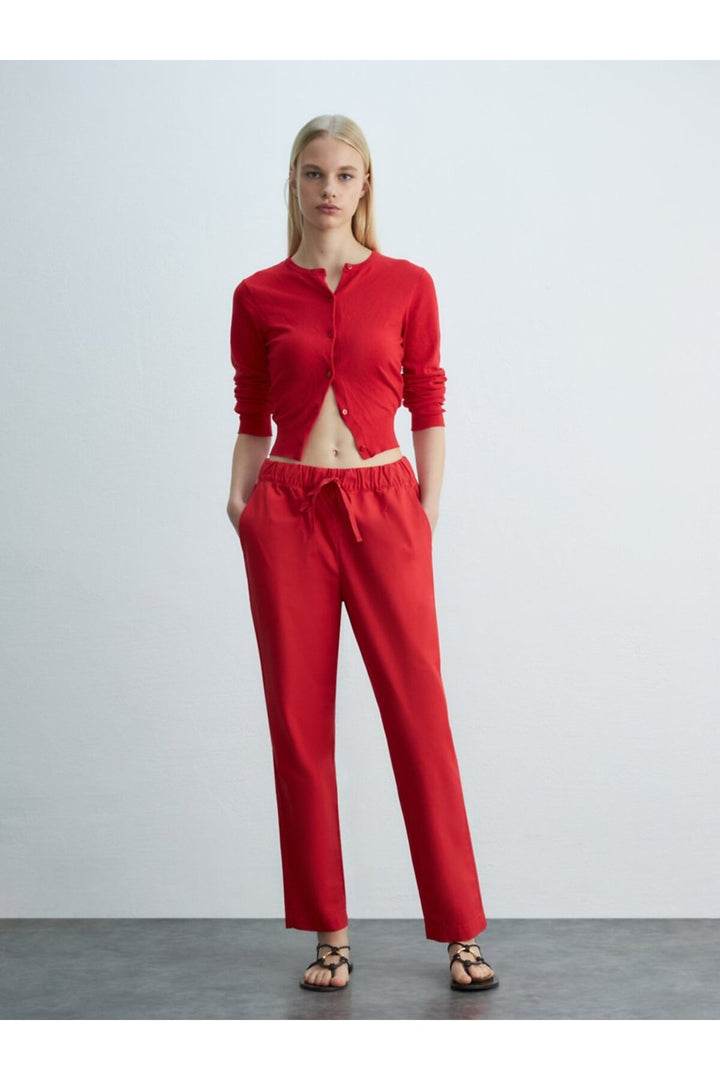 LTB Pantalon basique taille élastique ample rouge