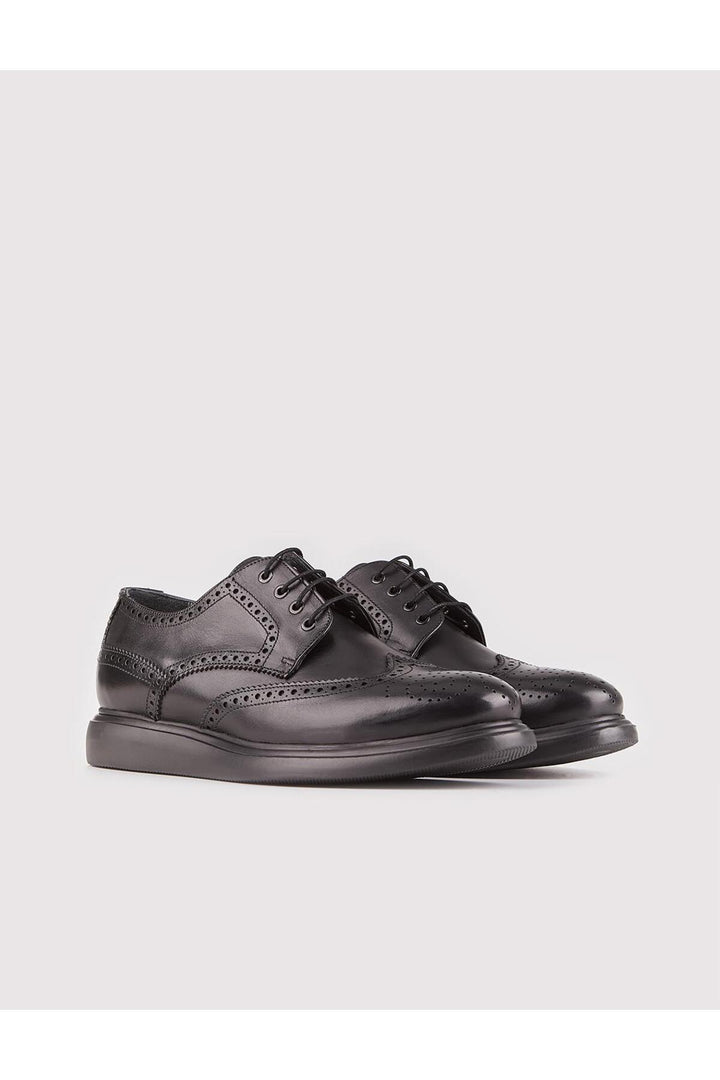 Cabani Shoes Chaussures de ville pour hommes en cuir véritable, noires, à lacets, avec semelle en gel. - Noir
