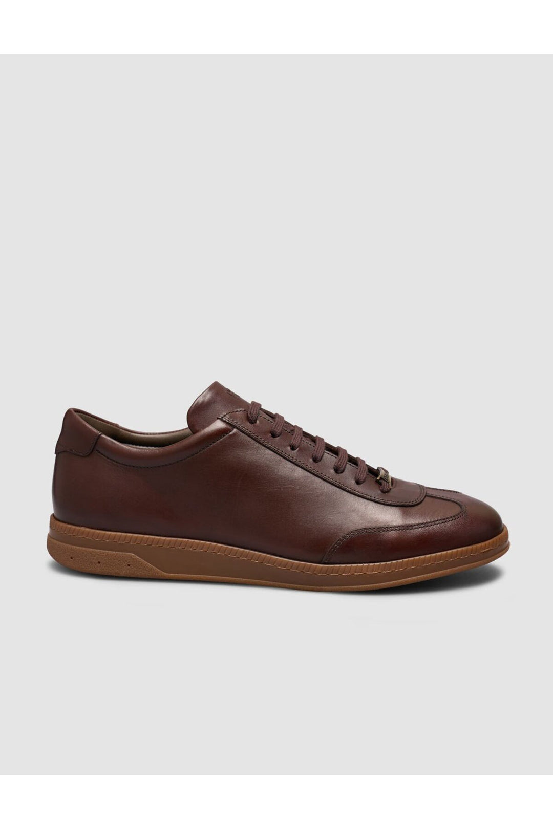 Cabani Shoes Baskets pour hommes en cuir marron à lacets avec semelle en caoutchouc - Tabac