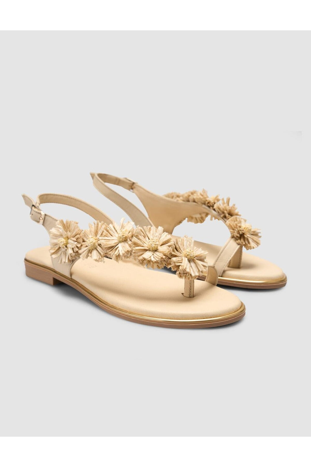 Cabani Shoes Sandales pour femmes en cuir véritable beige 100% - Beige