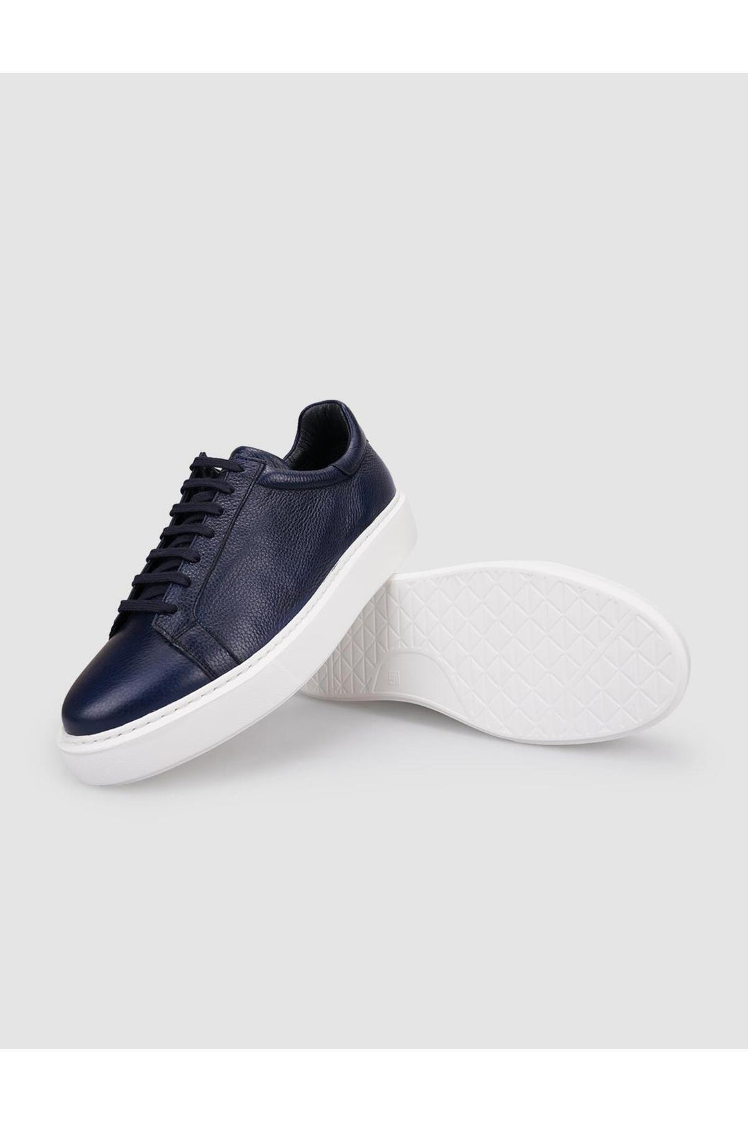 Cabani Shoes %100 Cuir véritable Baskets pour hommes à lacets Bleu marine - Bleu