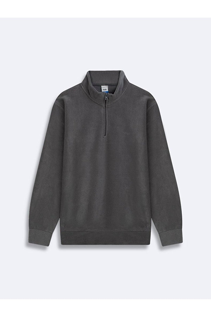 LTB Sweat gris en polaire à demi-fermeture éclair