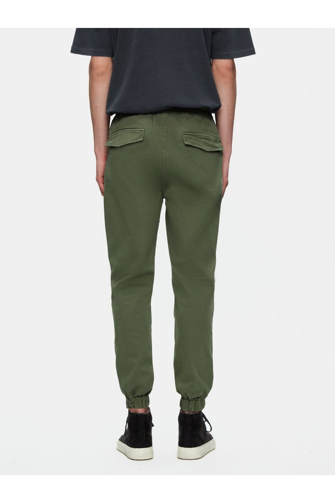 LTB Pantalon vert en gabardine à taille élastique