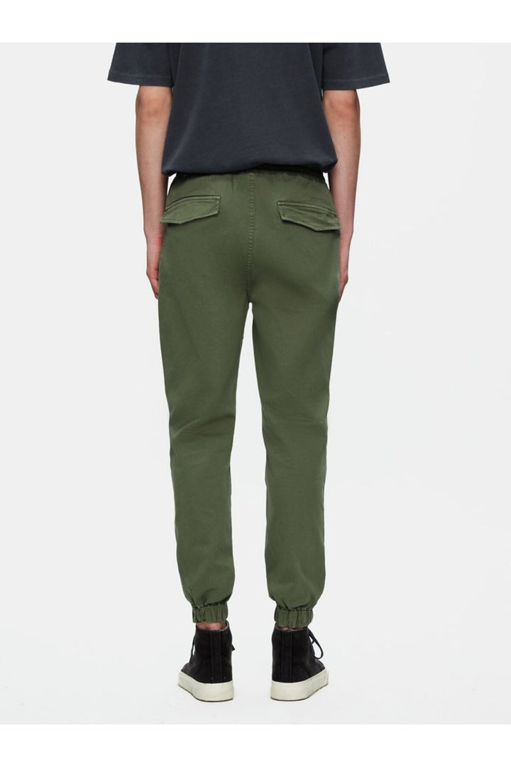 LTB Pantalon vert en gabardine à taille élastique
