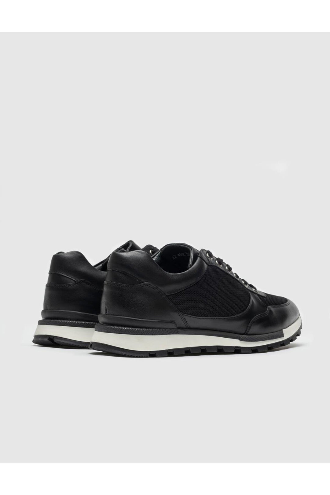 Cabani Shoes Chaussures de sport pour hommes en cuir véritable noires à lacets - Noir