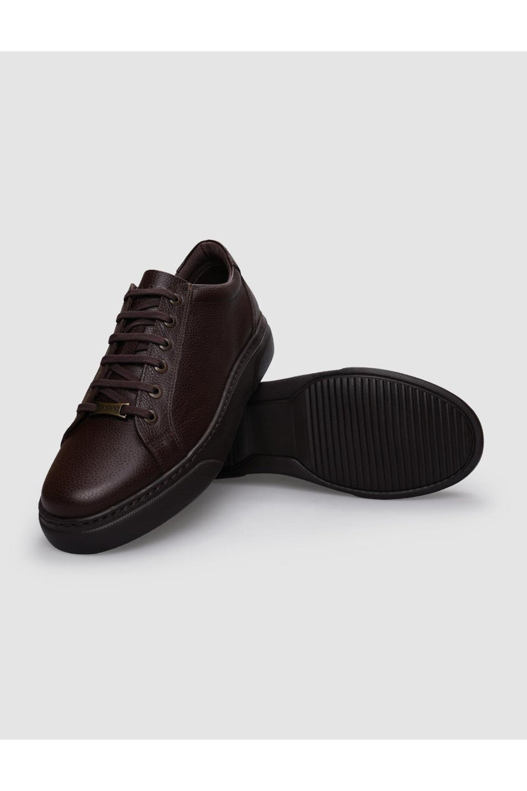 Cabani Shoes %100 Cuir véritable Baskets pour hommes à lacets marron - Marron