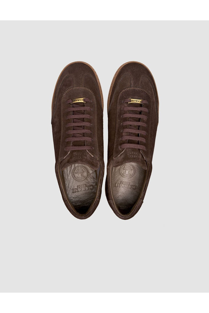 Cabani Shoes Baskets pour hommes en cuir suédé marron à lacets avec semelle en caoutchouc - Multicolore