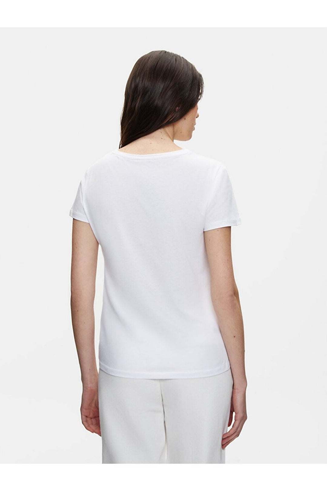 LTB T-shirt blanc régulier à manches courtes avec col en V pressé