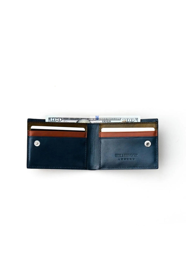 Helmbrook Portefeuille en cuir véritable pour homme Design de poche Multi-Baie RFID Protégé Rigby Bordeaux Bleu Marine