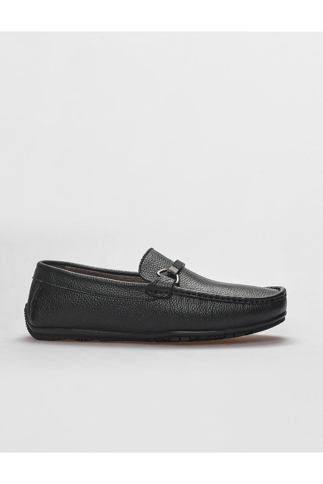 Cabani Shoes Mocassins pour hommes en cuir véritable avec détail de boucle noire - Noir