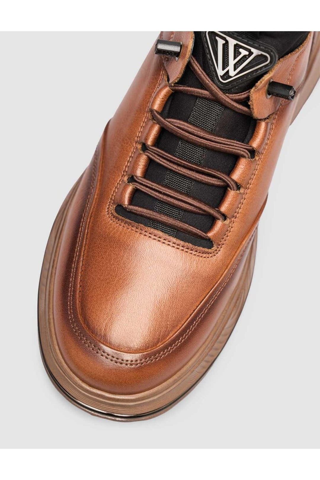 Cabani Shoes Chaussures de sport pour hommes en cuir beige avec lacets - Multicolore