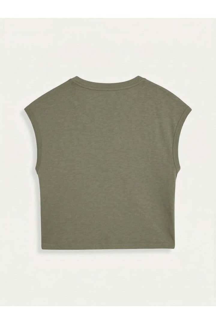 LTB T-shirt Vert Sans Manches Col V Relaxed - Vert