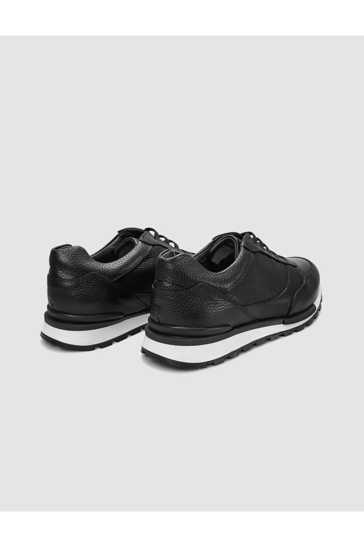 Cabani Shoes Laganza Chaussures de sport pour hommes en cuir véritable noir et blanc à lacets (120021-2236) - Noir