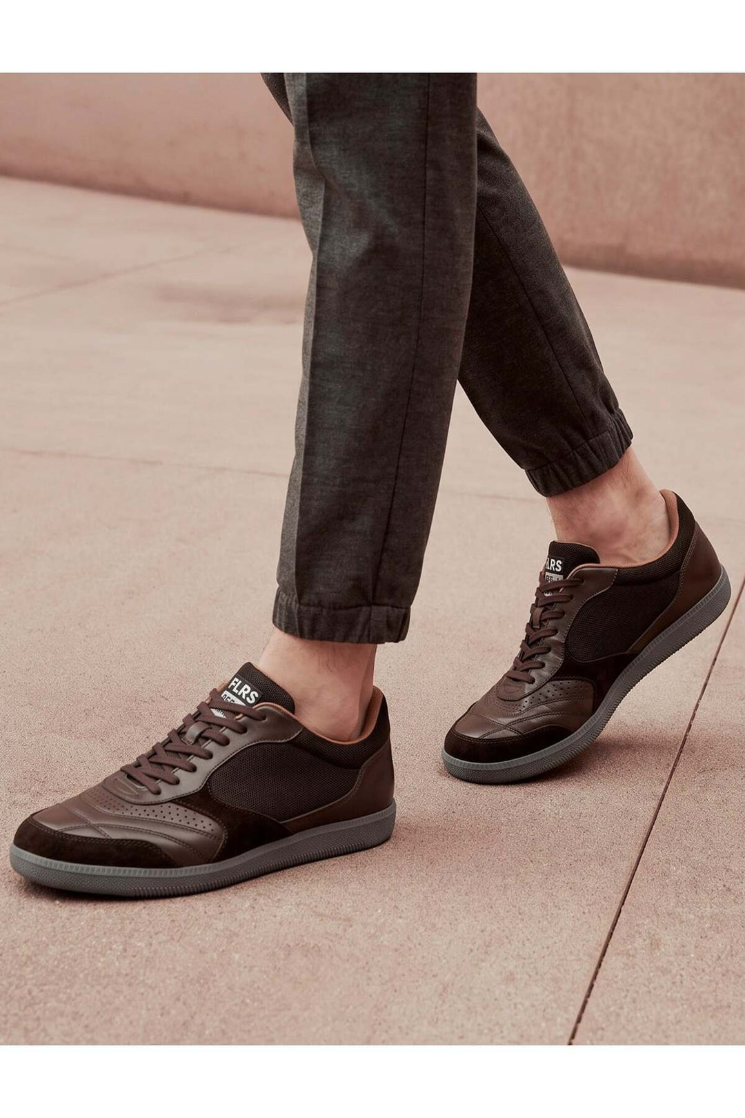 Cabani Shoes Baskets pour hommes en cuir véritable marron - Marron
