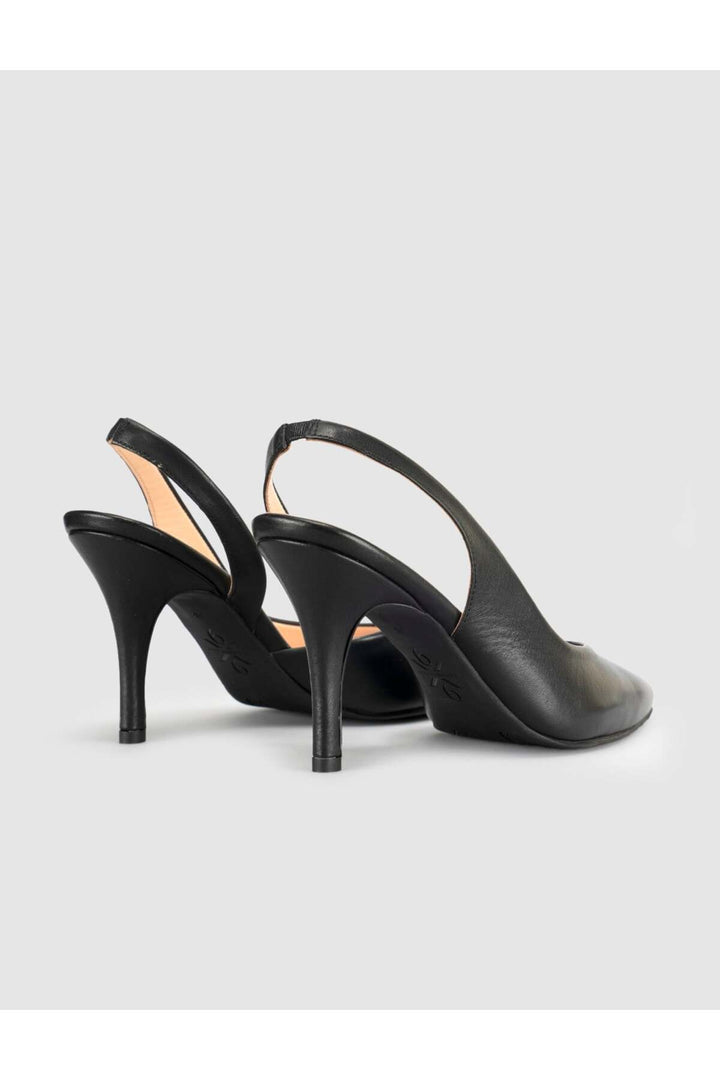 Cabani Shoes Escarpins Slingback en cuir suédé véritable pour femmes en noir - Noir