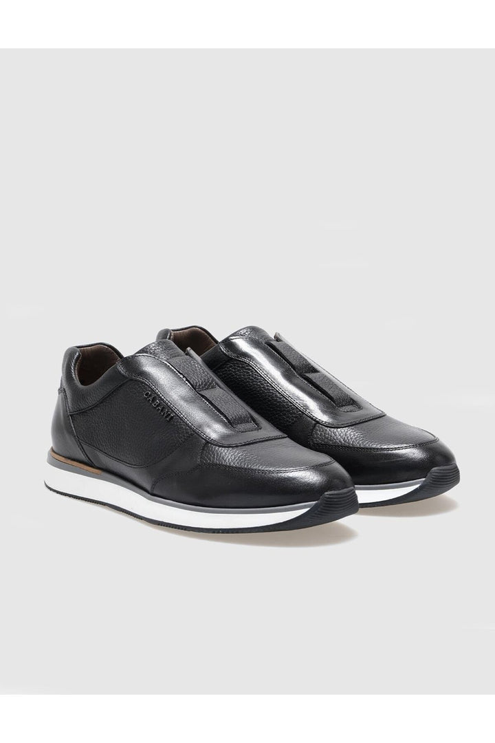 Cabani Shoes Chaussures de sport pour hommes en cuir véritable noir - Noir