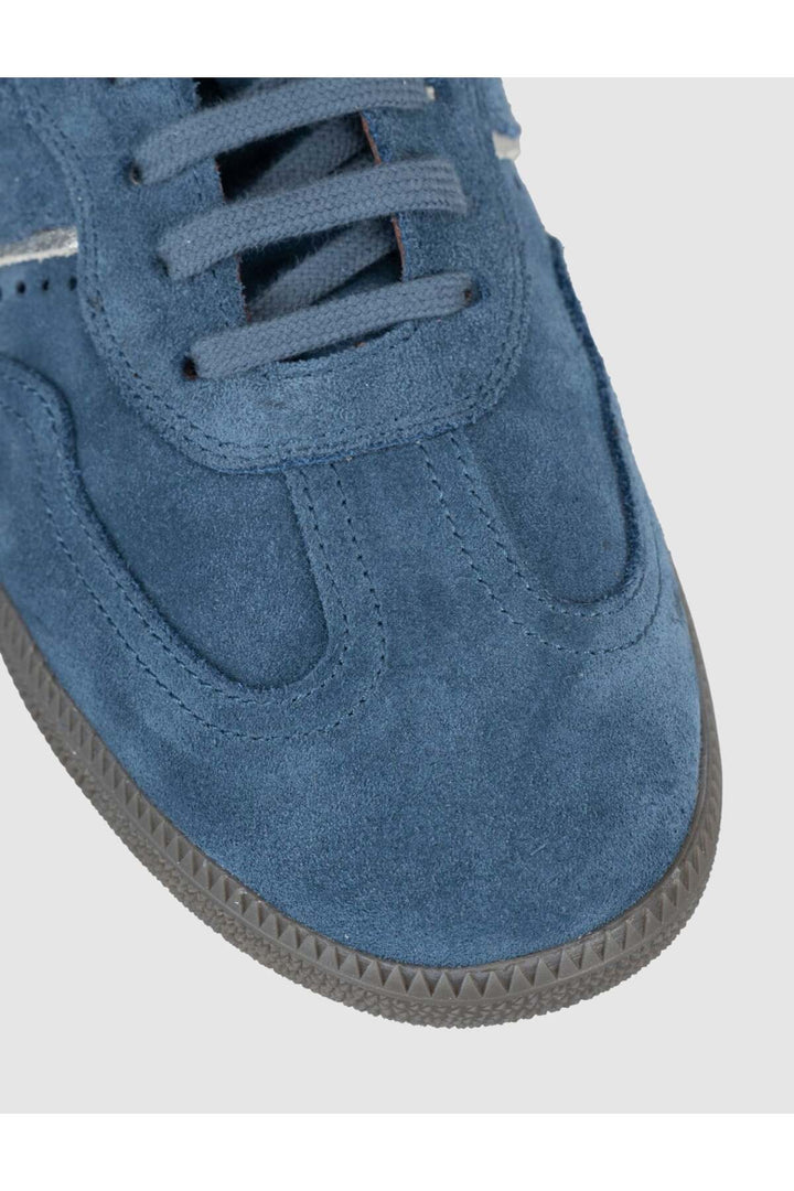 Cabani Shoes Santano %100 Cuir Véritable Baskets Femme Suède Bleue à Lacets - Multicolore