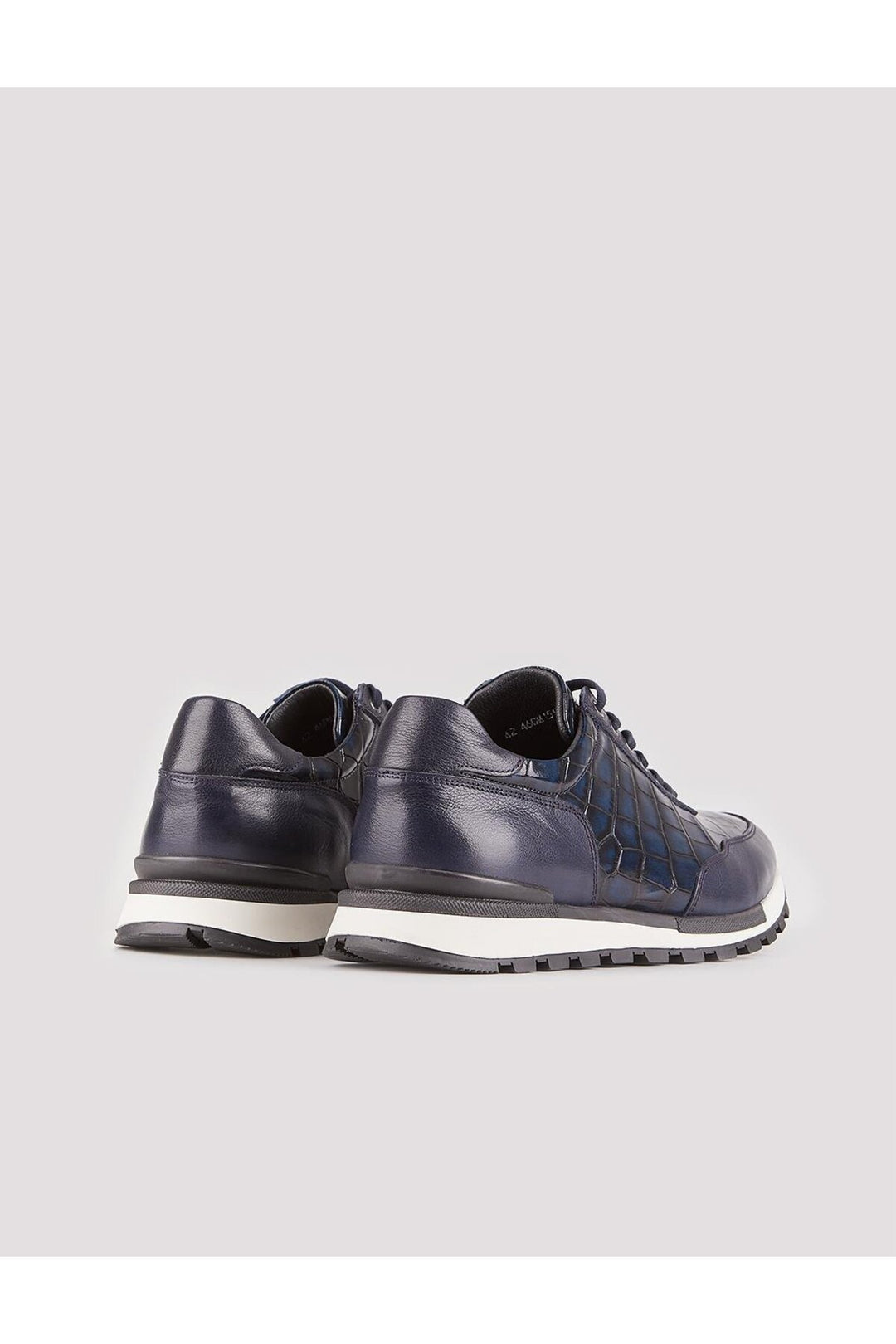 Cabani Shoes Chaussures de sport pour hommes en cuir véritable bleu marine à lacets imprimés - Bleu marine