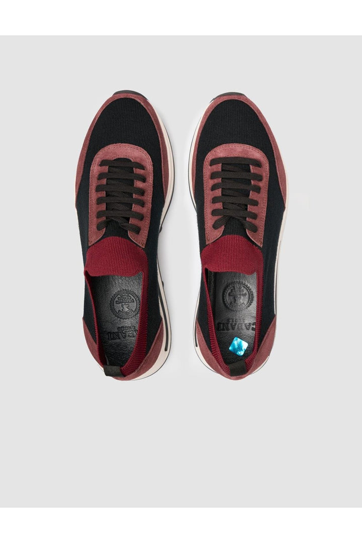 Cabani Shoes Chaussures de sport pour hommes en tricot bordeaux à lacets - Bordeaux