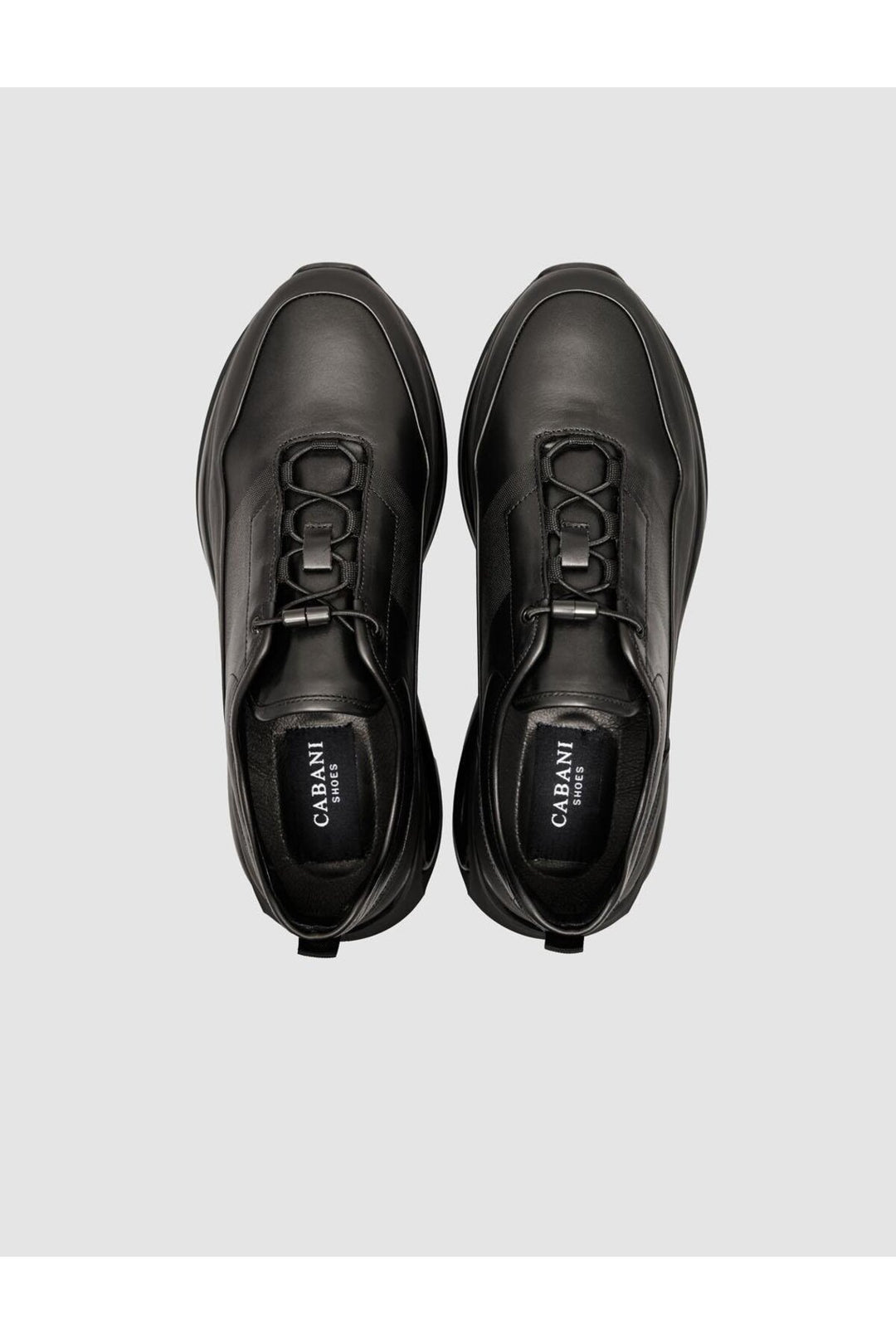 Cabani Shoes %100 Cuir véritable Noir Chaussures de sport pour hommes à lacets - Noir