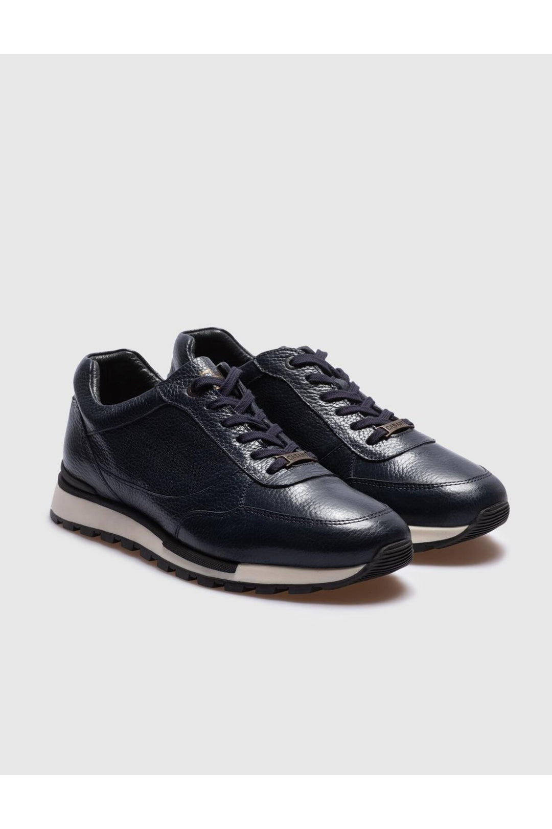 Cabani Shoes Chaussures de sport pour hommes en cuir véritable bleu marine à lacets - Bleu marine