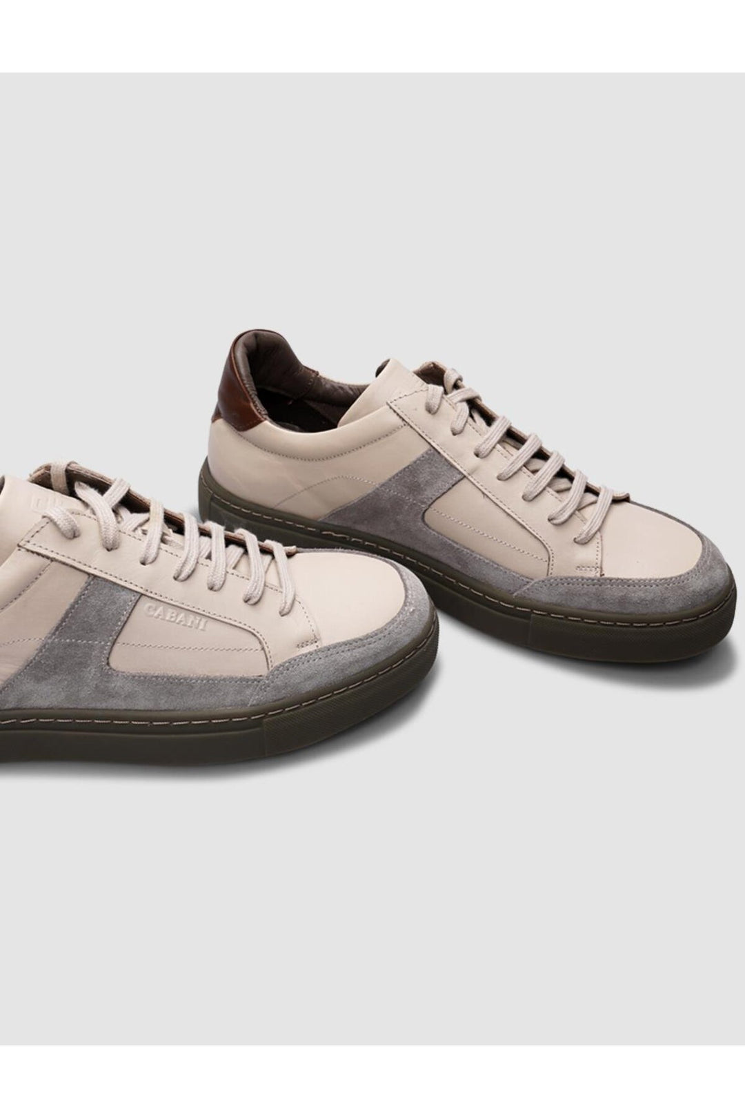 Cabani Shoes %100 Cuir véritable Chaussures de sport pour hommes beige à lacets - Beige