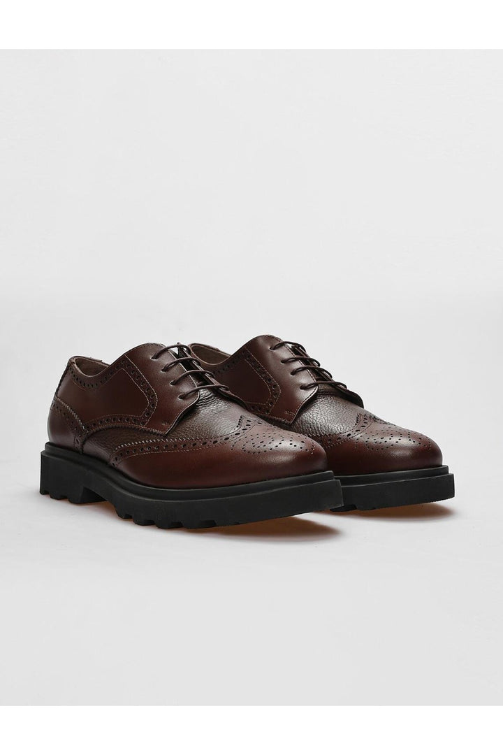 Cabani Shoes Chaussures de ville pour hommes en cuir véritable marron à lacets - Marron