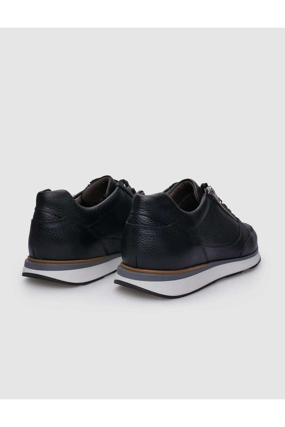 Cabani Shoes %100 Cuir Véritable Baskets Pour Hommes Noires à Lacets et Fermeture Éclair - Noir