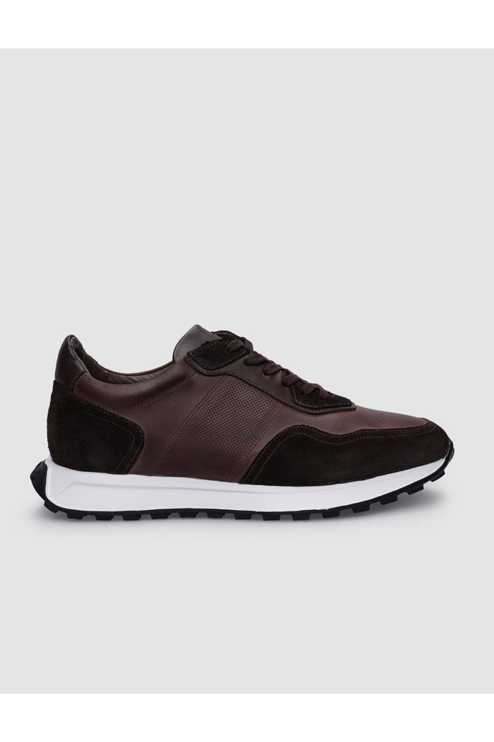 Cabani Shoes %100 Cuir véritable Baskets pour hommes à lacets marron - Marron