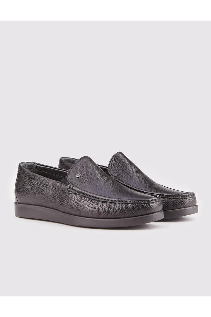 Cabani Shoes Chaussures décontractées pour hommes en cuir véritable avec semelle en caoutchouc légère, noires. - Noir