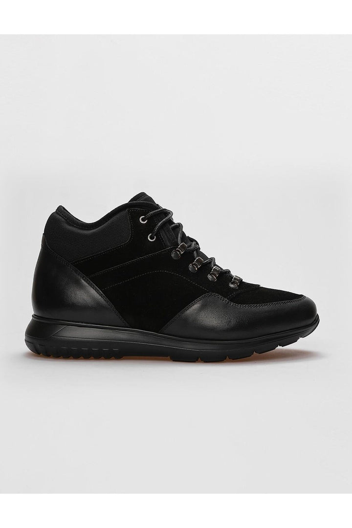 Cabani Shoes Bottines quotidiennes pour hommes en cuir véritable noir avec lacets et fourrure. - Multicolore