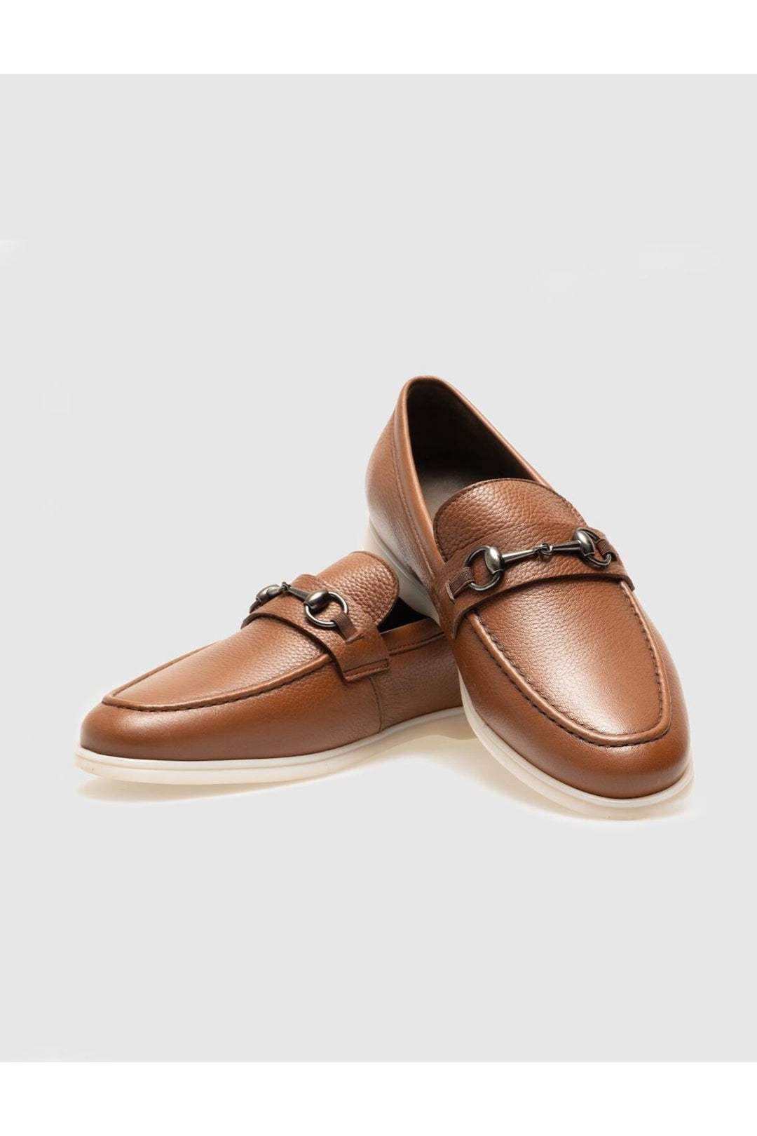 Cabani Shoes Loafer pour homme en cuir véritable avec boucle en tabac - Tabac