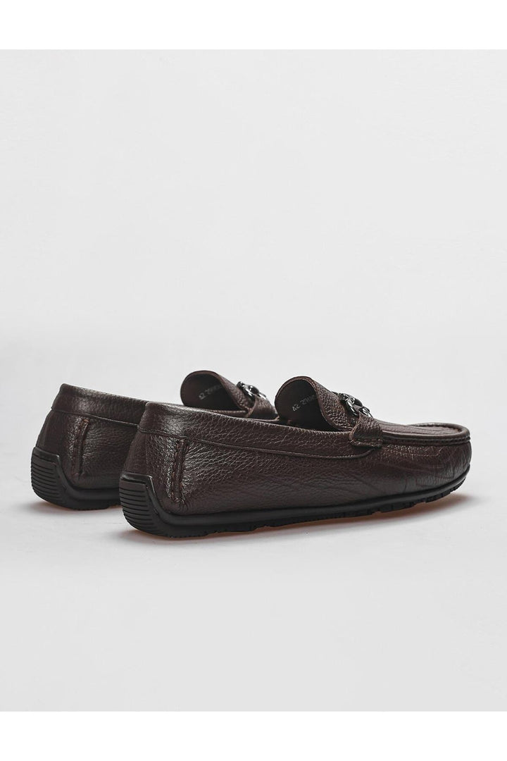 Cabani Shoes Mocassin pour homme en cuir véritable avec détail de boucle marron. - Marron