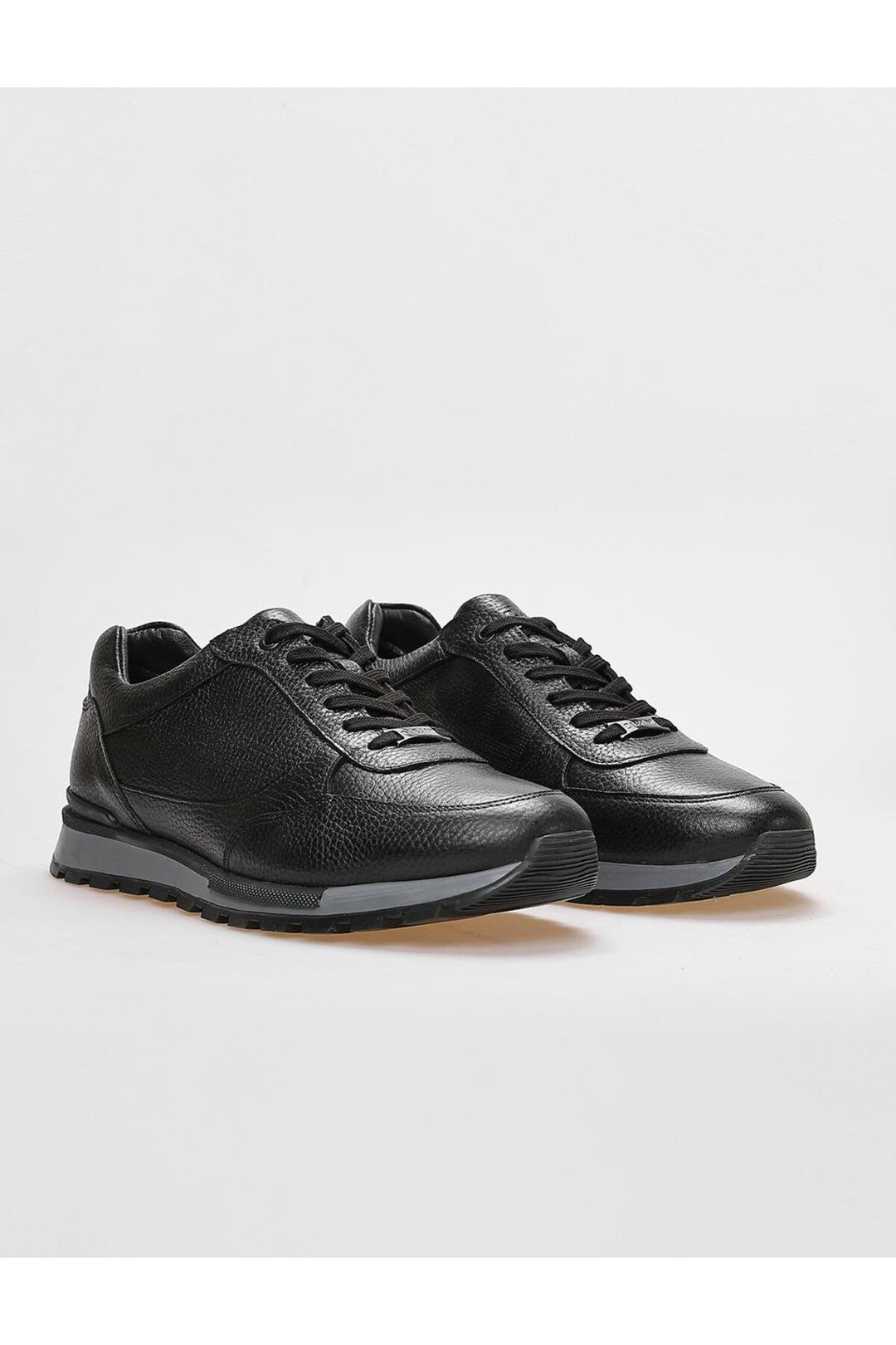 Cabani Shoes Chaussures de sport pour hommes en cuir véritable avec fourrure noire - Noir