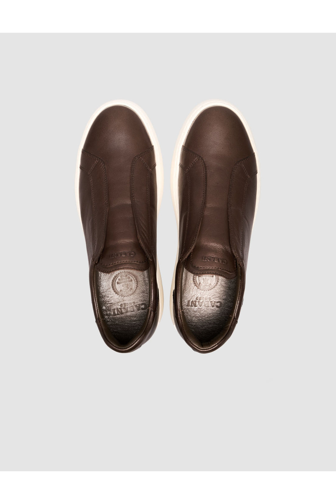 Cabani Shoes Baskets Slip-On en Cuir Véritable Marron - Multicolore