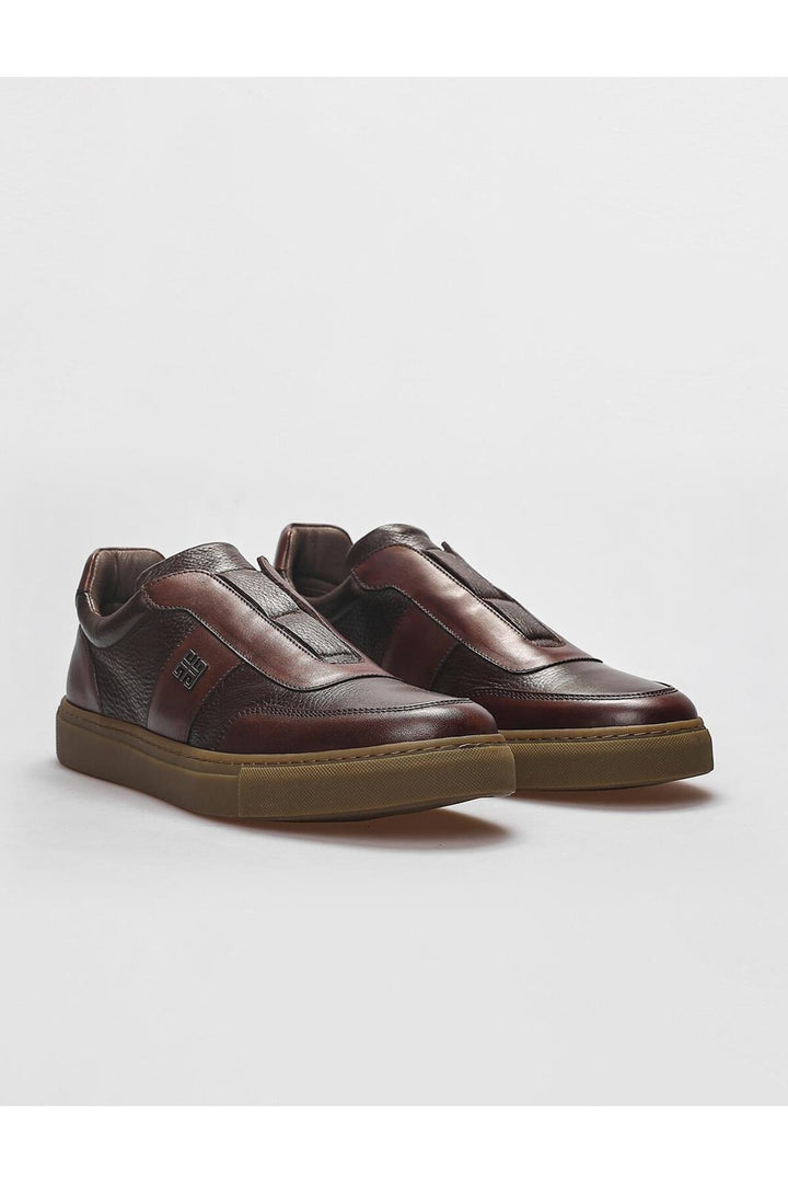 Cabani Shoes Chaussures de sport pour hommes en cuir véritable marron - Marron
