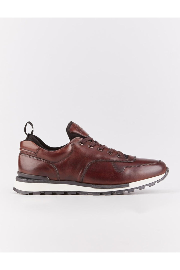 Cabani Shoes Chaussures de sport pour hommes en cuir véritable marron à lacets - Marron