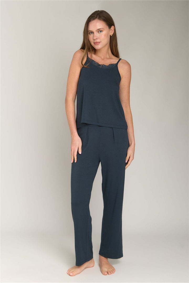 Lovely Things Pantalon de pyjama étroit en tricot ELLA - Anthracite