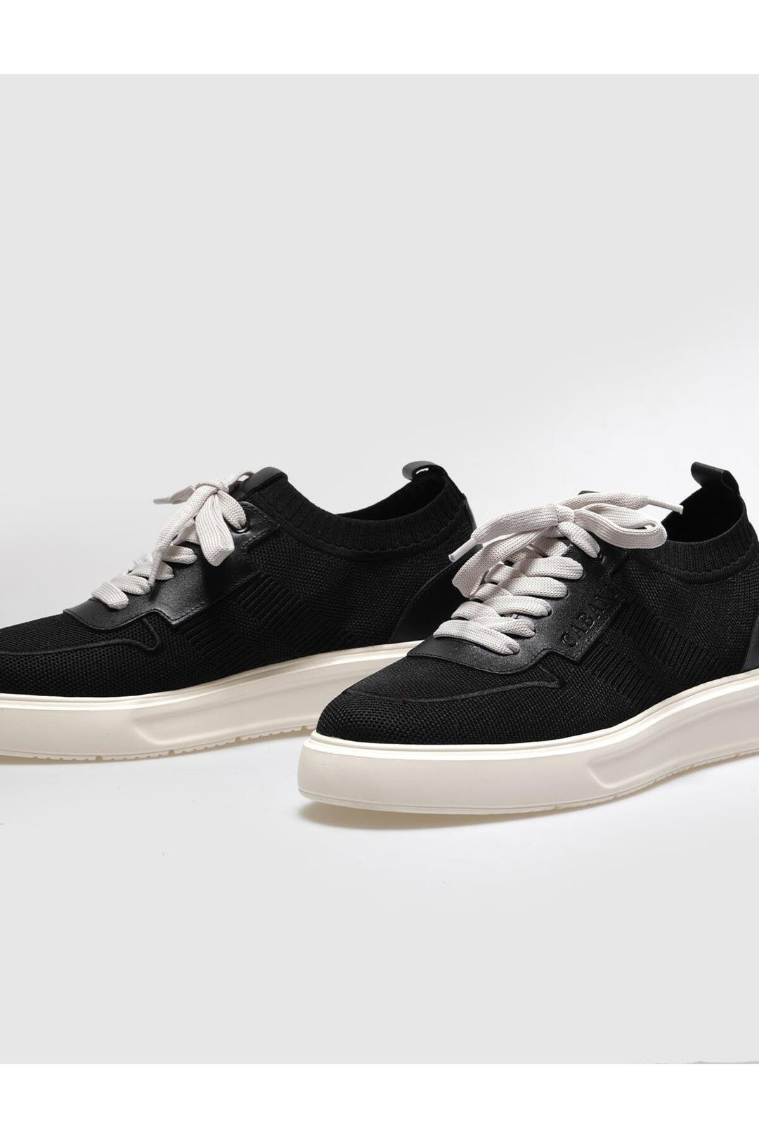 Cabani Shoes Chaussures de sport pour hommes en tricot noir avec lacets - Noir