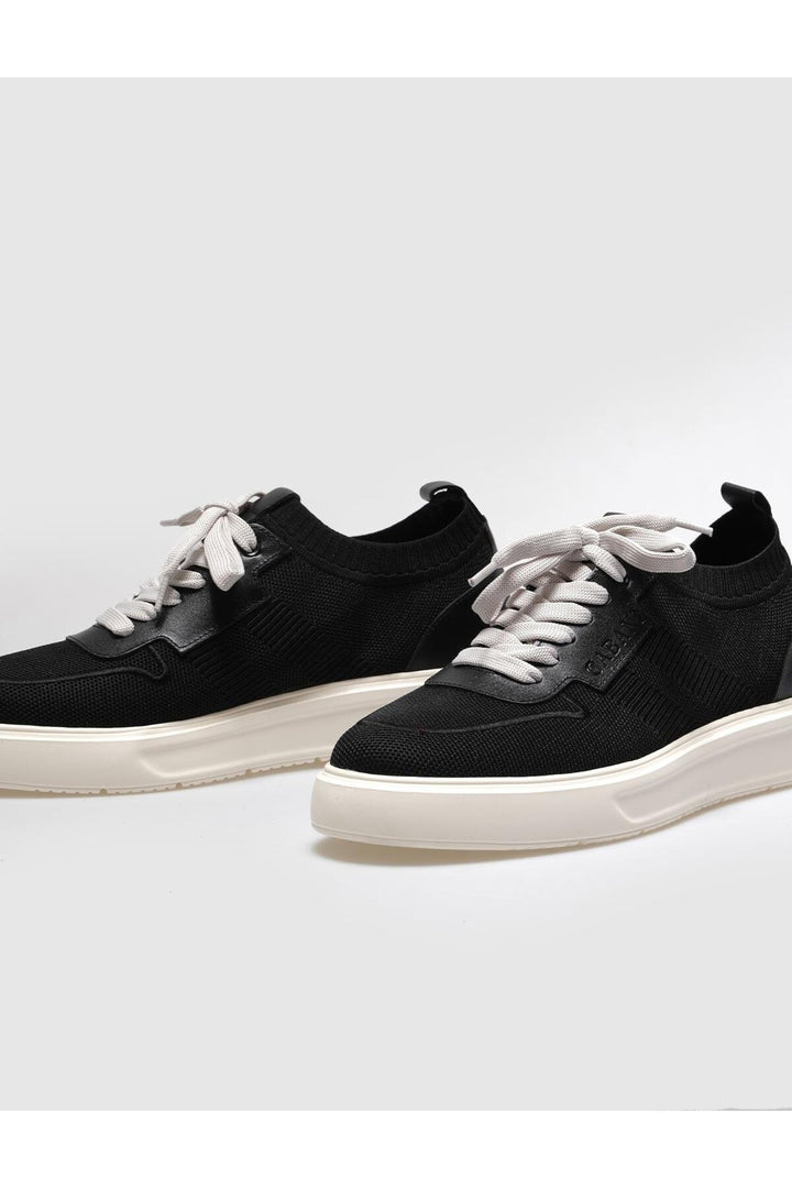 Cabani Shoes Chaussures de sport pour hommes en tricot noir avec lacets - Noir