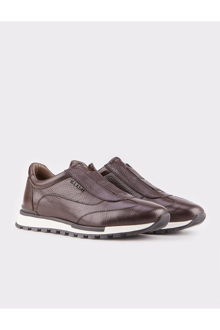 Cabani Shoes Chaussures de sport en cuir véritable à semelle thermo, marron pour homme. - Marron