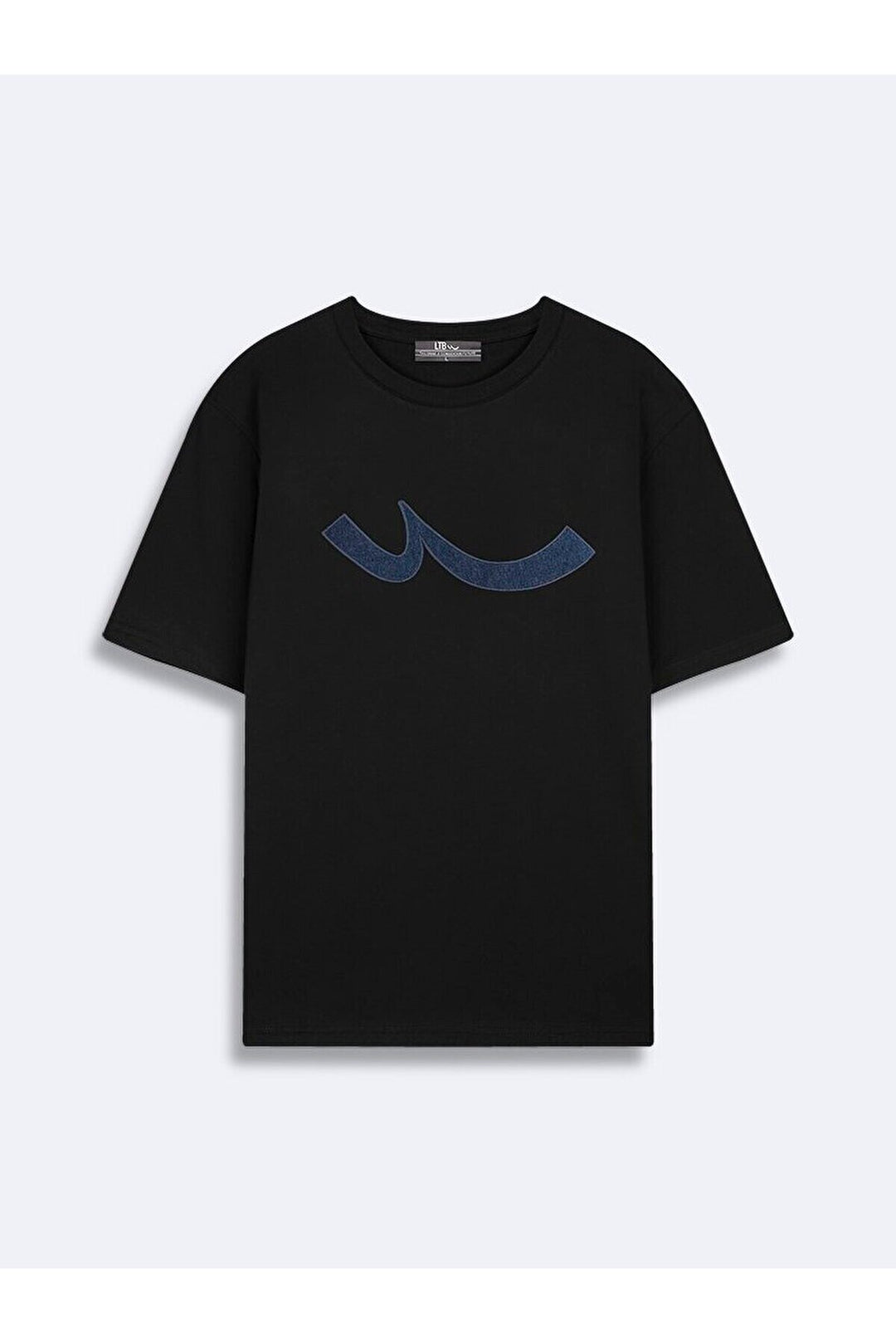 LTB T-shirt noir classique à manches courtes et col zéro avec imprimé pression