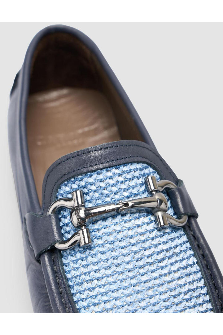Cabani Shoes %100 Cuir Véritable Mocassins Pour Hommes Bleu Marine Avec Détails Tressés - Bleu marine