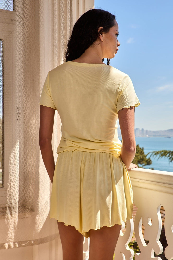 Lovely Things DEBRA Short fluide en jersey mélangé - Clair Jaune